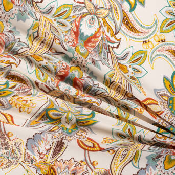 Viscose fabric VANILLA FLOWERS ORNAMENT  RM19518 #01