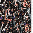 Baumwollstoff mit Muster PREMIUM VIOLET WATER FLOWERS ON BLACK #148 #01