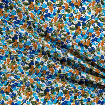 Baumwollstoff mit Muster PREMIUM BLUE OLIVES #9808-02