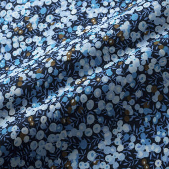 Baumwollstoff mit Muster PREMIUM BLUE BLUEBERRIES ON NAVY