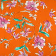 Kleiderstoff - Blumen auf Orange