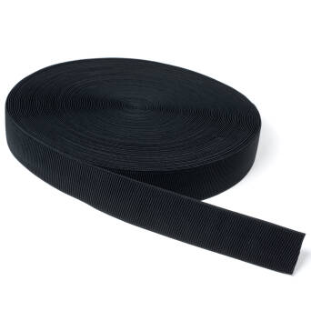 Rubber knitted vertical stripe BLACK 50 mm