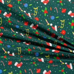 Baumwollstoff mit Muster TWILL Merry Christmas on Green D05 #01