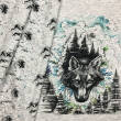 Night Wolf - PANEL - Sommersweat  XL 80 x 80 cm 