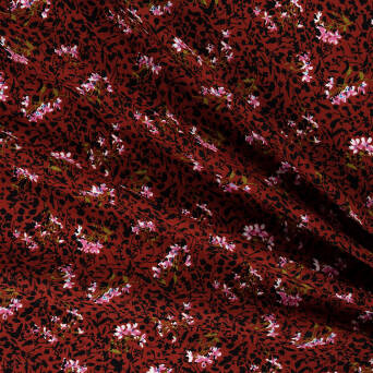 Viscose fabric BRANCHES ON BRICK RED 8624 #03