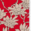 Viskosestoff PREMIUM BEIGE FLOWERS ON RED  D34 #01