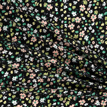 Viscose fabric COLORFUL FLOWERS ON BLACK 2895 #05