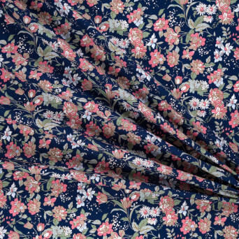 Cotton fabric SPRING MEADOW ON NAVY #9795-03
