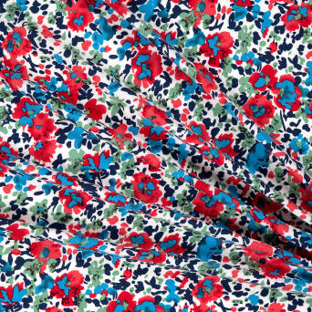 Viscose fabric ART FLOWER ON WHITE T1928-01