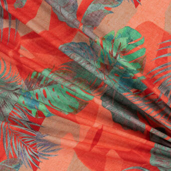 Viscose fabric  WILD FLOWERS ON ORANGE T2108-01