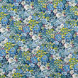 Baumwollstoff mit Muster  PREMIUM BLUE SUNNY FLOWERS #118 #02