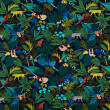 Baumwollstoff mit Muster PREMIUM WILD ANIMALS ON NAVY BLUE #9799 #02