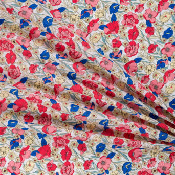 Cotton fabric PREMIUM FLOWERS RED POWER  #8108-03
