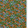 Baumwollstoff mit Muster PREMIUM ORANGE FLOWERS ON GREEN #9804 #03