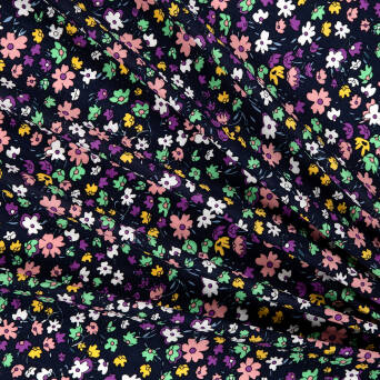 Viscose fabric COLORFUL FLOWERS ON NAVY 2895 #02