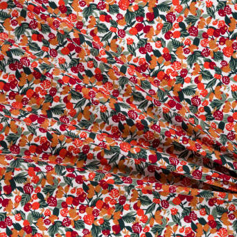 Baumwollstoff mit Muster RED OLIVES #9808-03