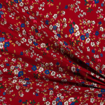 Tkanina wiskoza kwiaty BORDOWY D2891#03
