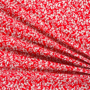Viscose fabric LITTLE MEADOW ON RED D2925 #01