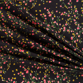 Viscose fabric FLOWERING BLOSSOM ON BLACK D3065.01
